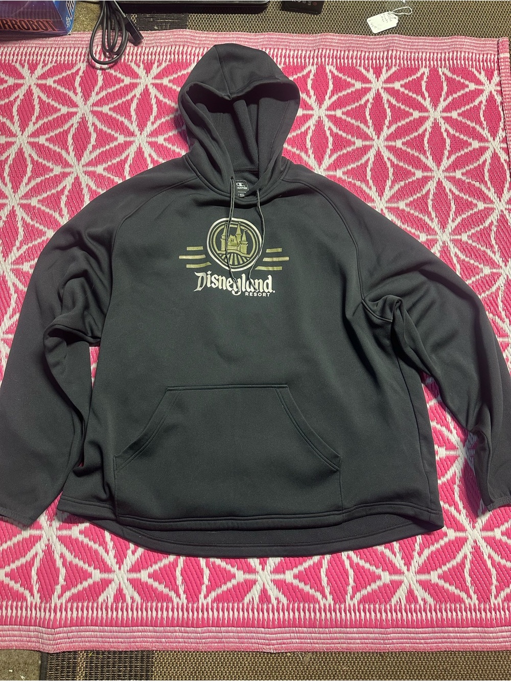 Champion Disneyland Resort Black Gold Castle Pullover Hoodie Sweatshirt Size XXL
